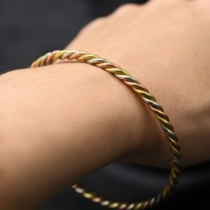 Tri-Color Copper Twist Bangle Bracelet